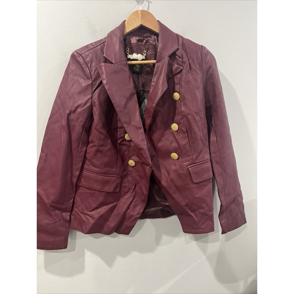 IMAN Faux Leather Jacket Gold Buttons Size Small‎ New With Tags